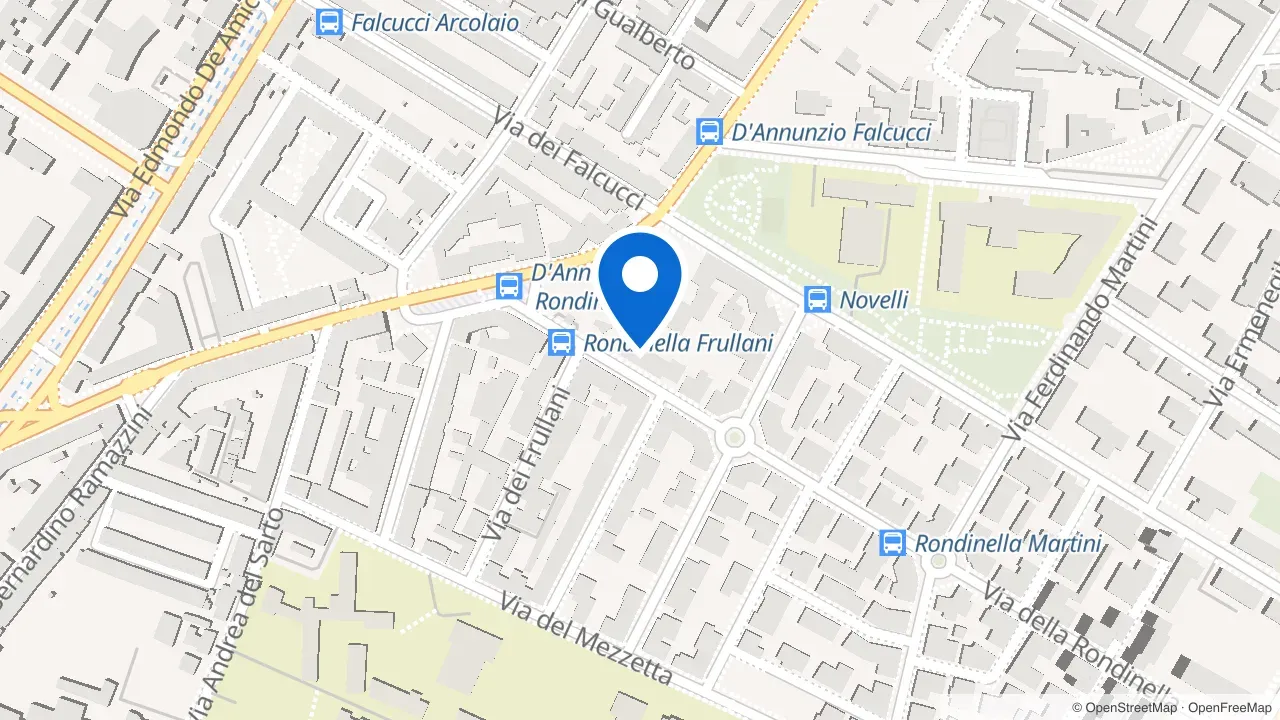 Mappa dello studio di osteopatia e fisioterapia del Dr. Federico Piazza in Via della Rondinella 66/1, zona Coverciano, Firenze