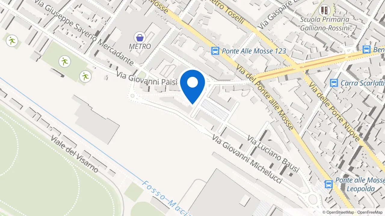 Mappa dello studio di osteopatia e fisioterapia del Dr. Federico Piazza in Via Vittorio Gui 3, zona Porta a Prato, Firenze